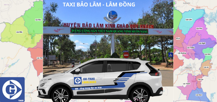 Minh họa xe taxi và ứng dụng đặt xe tại Bảo Lâm, Lâm Đồng