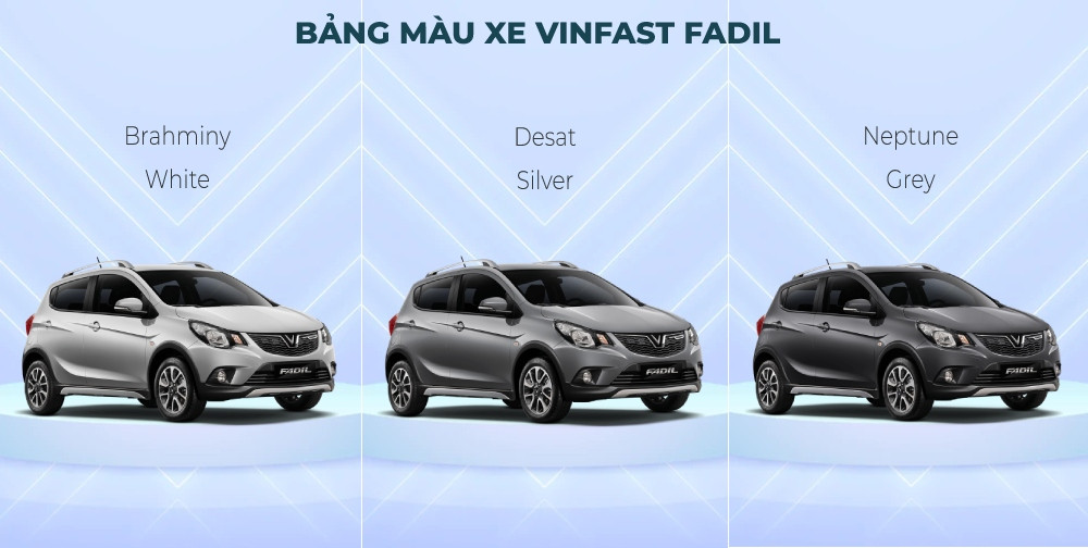 Mô tả 3 màu xe VinFast Fadil 2022 (Trắng, Bạc, Xám)