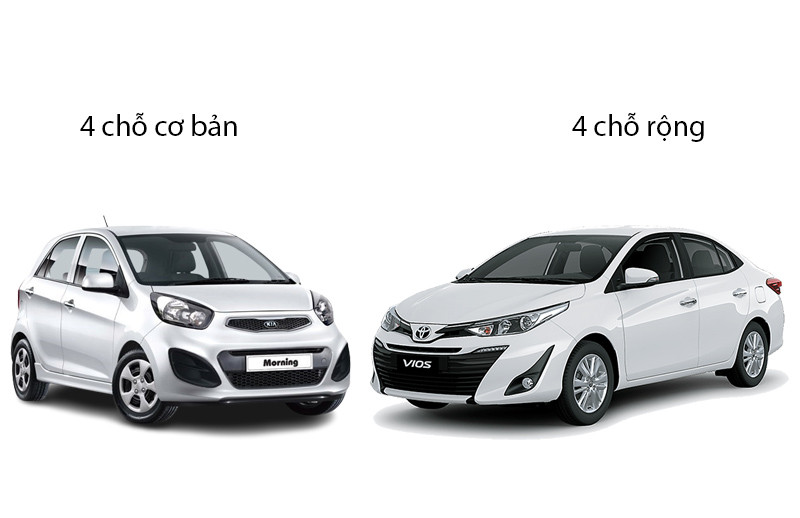 Một chiếc taxi 4 chỗ màu trắng đang di chuyển trên đường phố, thể hiện sự phổ biến của dòng xe này trong dịch vụ vận chuyển hành khách.