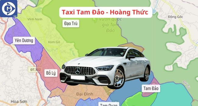 Một chiếc taxi màu trắng đang chờ khách tại Tam Đảo