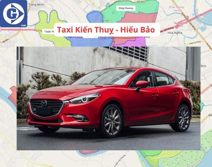 Một chiếc xe Taxi Kiến Thuỵ Hiếu Bảo đang chạy trên đường