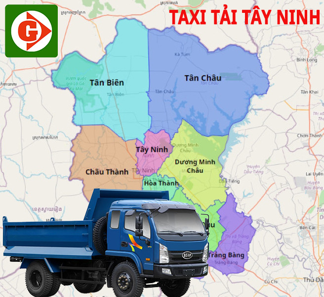 Một chiếc xe taxi tải màu trắng đang chạy trên đường