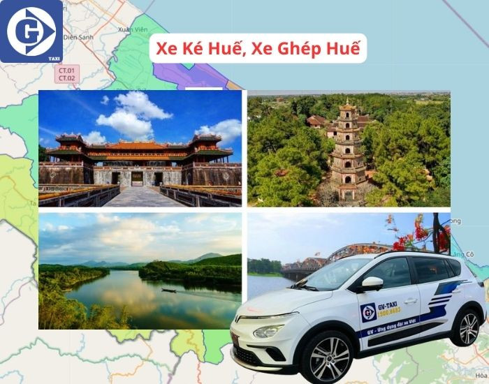 Một màn hình điện thoại hiển thị ứng dụng đặt xe ghép tại Huế