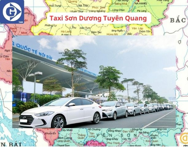 Một phương tiện dịch vụ taxi Sơn Dương đậu tại khu vực trung tâm thị trấn