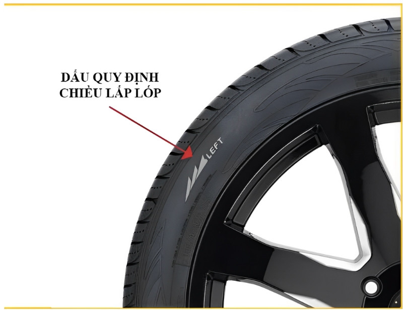Mũi tên chỉ hướng trên lốp xe một chiều