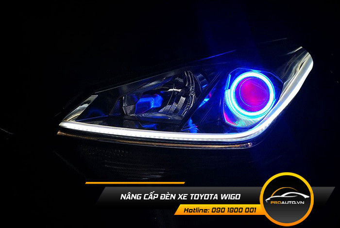 Nâng cấp đèn pha tăng sáng cho Toyota Wigo