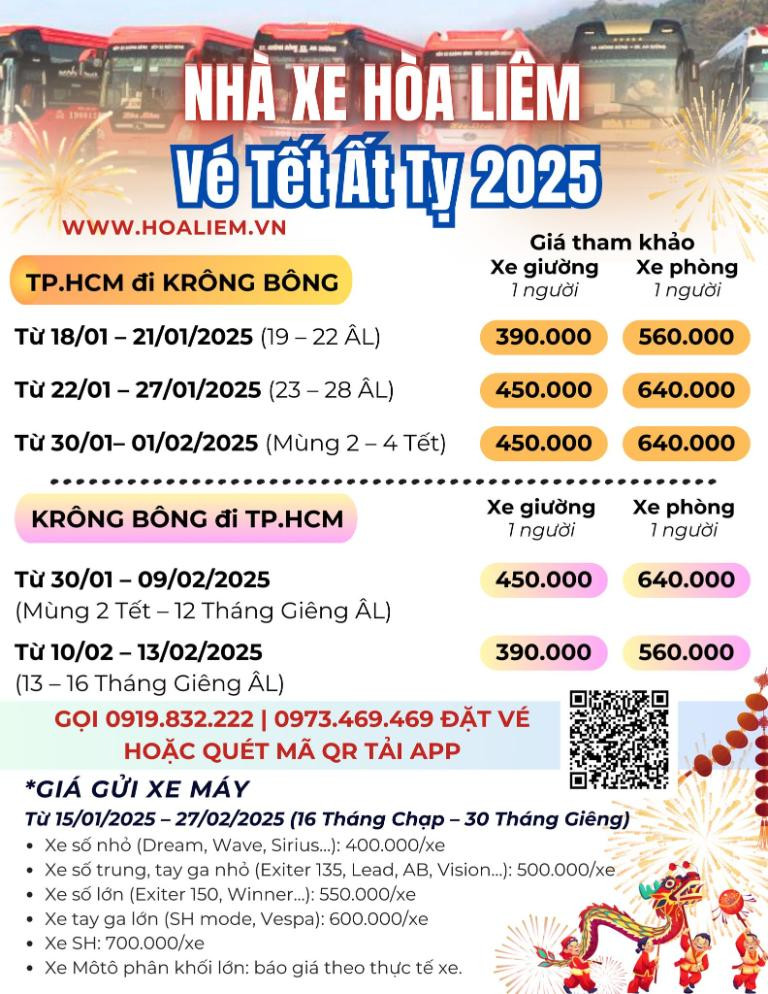 Nhà xe Hoà Liêm công bố giá vé Tết minh bạch và sớm