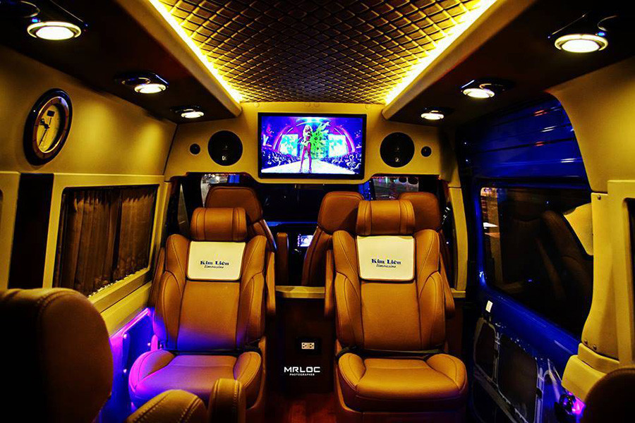 Nội thất tiện nghi trên xe Limousine Hùng Dũng đi Sóc Trăng