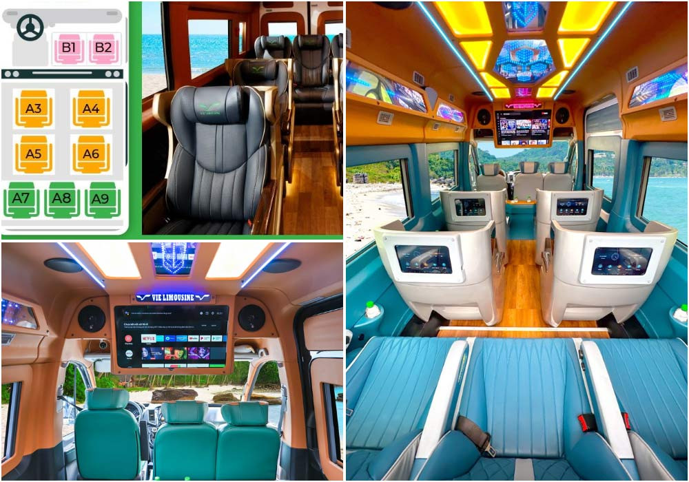 Nội thất xe Vie Limousine kèm bản đồ chỗ ngồi