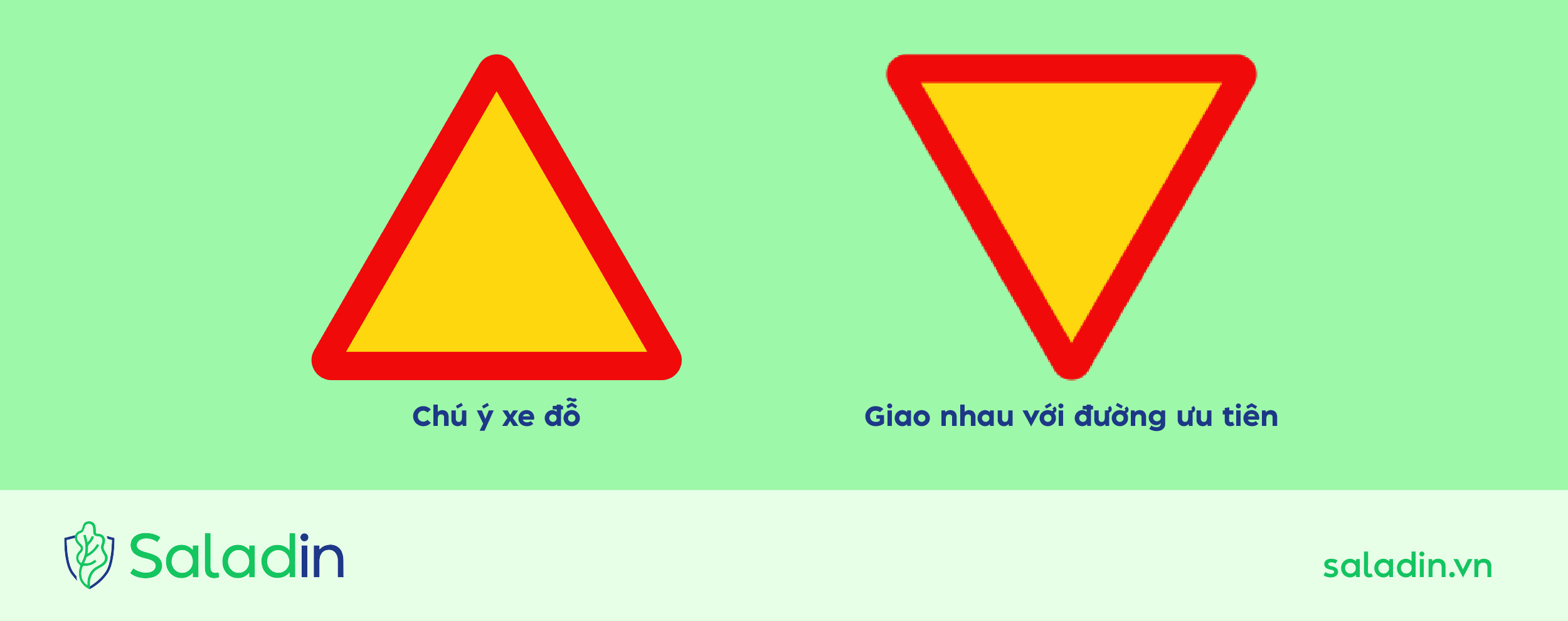 Phân biệt biển báo chú ý xe đỗ và biển báo giao nhau với đường ưu tiên qua hình dạng tam giác