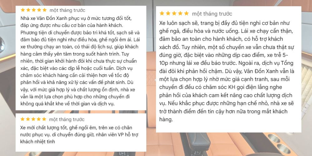 Phản hồi tích cực của hành khách về dịch vụ taxi Vân Đồn Xanh khi di chuyển ở Hạ Long