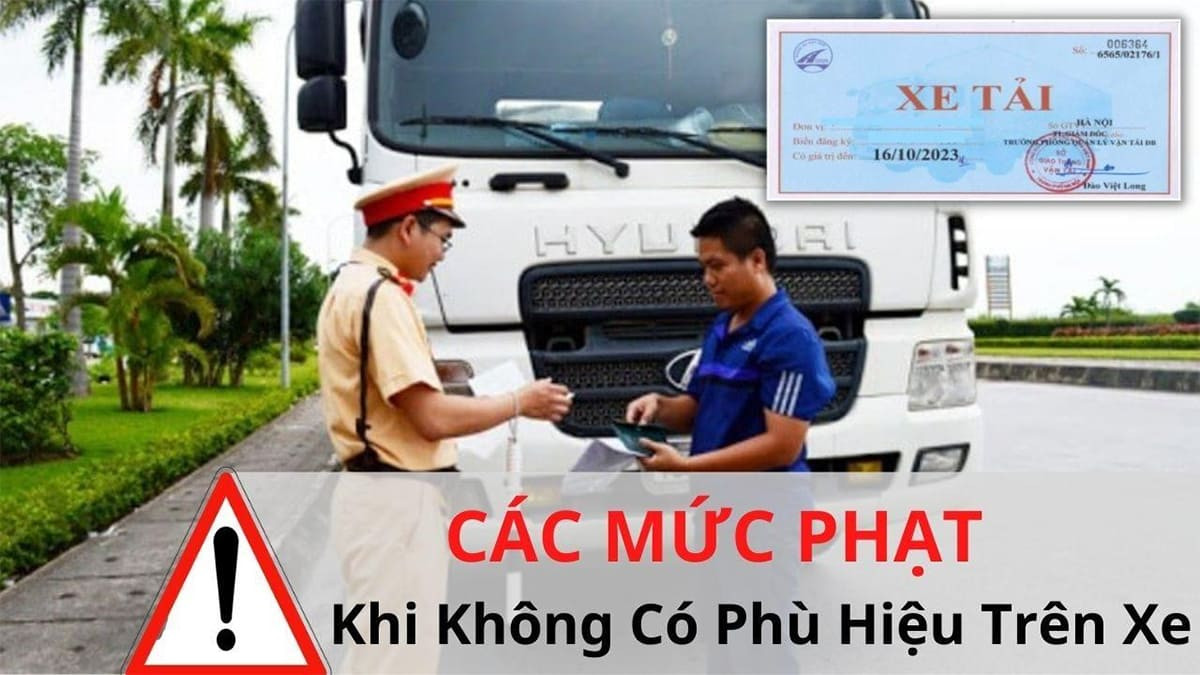Phạt hành chính khi xe tải thiếu phù hiệu, cảnh báo vi phạm giao thông.