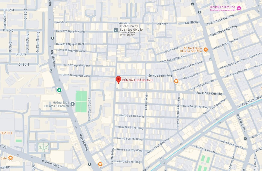 Quán Bún đậu Hoàng Anh Gò Vấp nằm trong hẻm nhỏ nhưng dễ tìm