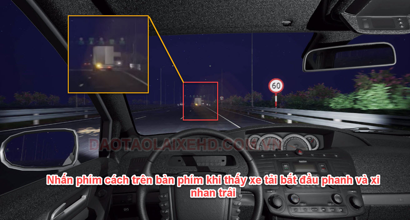 Quan sát tín hiệu nguy hiểm trên cao tốc vào ban đêm