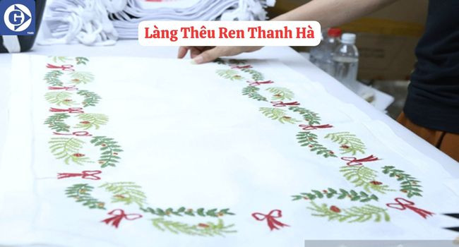 Sản phẩm thêu ren tinh xảo tại làng Thanh Hà