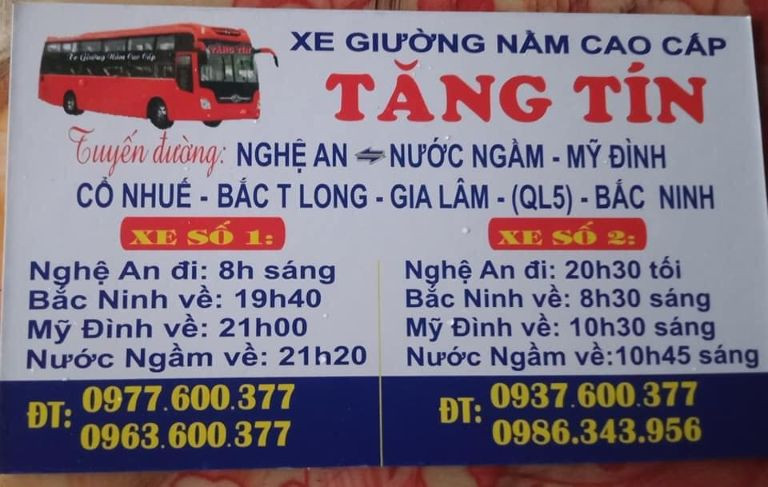 Sơ đồ các điểm đón trả của nhà xe Tăng Tín trên tuyến Sài Gòn Vinh.
