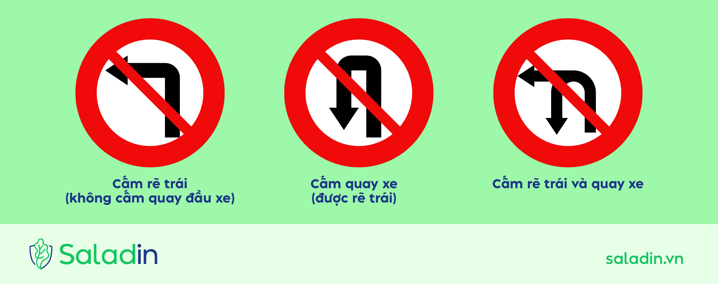 So sánh biển cấm rẽ trái và biển cấm rẽ trái kèm quay đầu theo luật giao thông mới