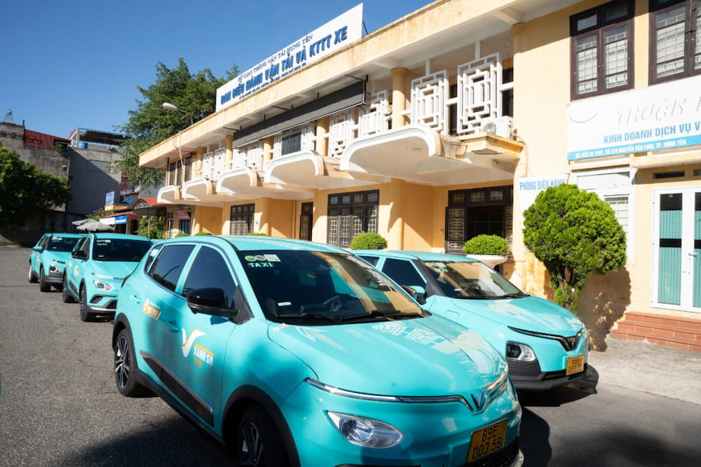Taxi điện Xanh SM tại Hưng Yên với màu xanh đặc trưng