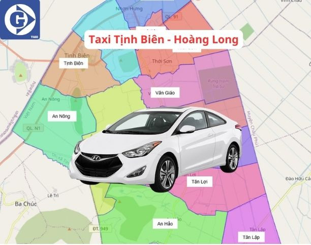 Taxi Hoàng Long màu trắng tại Tịnh Biên