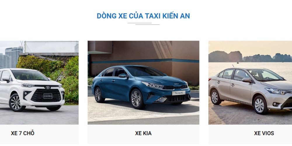 Taxi Kiến An cung cấp nhiều dòng xe hiện đại, là một điểm cộng lớn đối với hành khách tìm kiếm sự tiện nghi