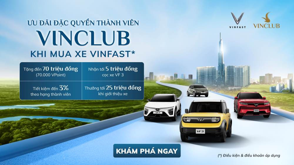 Thành viên VinClub nhận ưu đãi khi mua ô tô điện VinFast