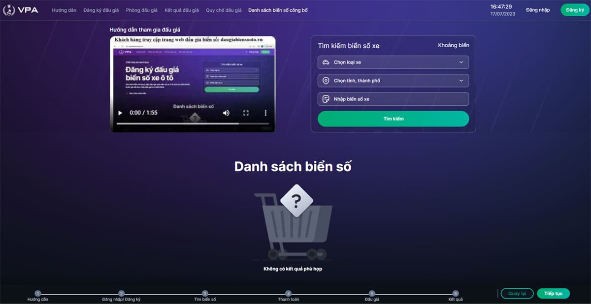 Thiết bị điện tử cá nhân hỗ trợ tham gia đấu giá biển số xe