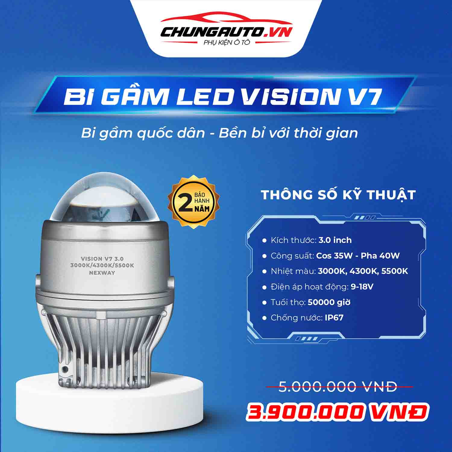 Thông số kỹ thuật của đèn bi gầm Vision V7