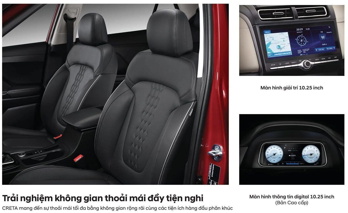 Tiện nghi xe Hyundai Creta 2021 với các nút điều khiển tiện dụng