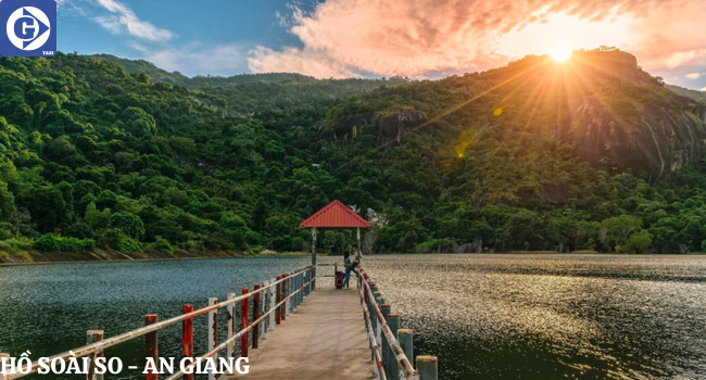 Toàn cảnh Hồ Soài So yên bình dưới chân núi Cô Tô An Giang