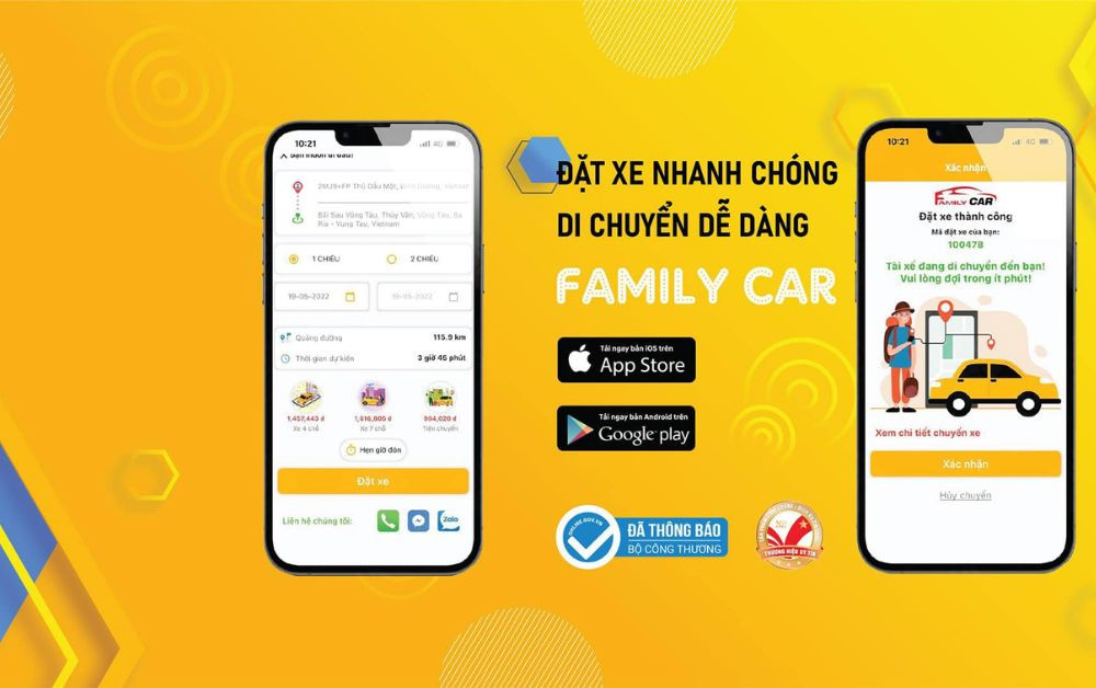 Ứng dụng đặt Taxi FamilyCar tiện lợi tại khu vực Châu Đức