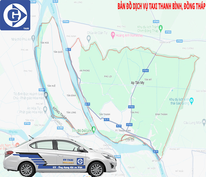 Ứng dụng đặt taxi Thanh Bình Đồng Tháp qua GV Taxi