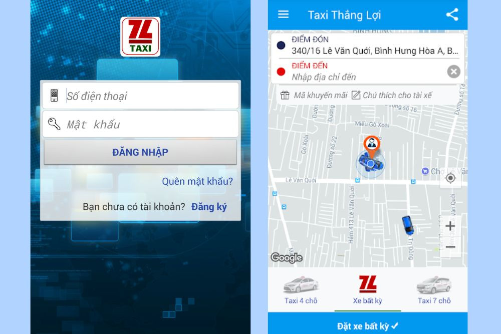 Ứng dụng đặt xe Taxi Thắng Lợi, tiện lợi cho khách hàng tại Xuân Lộc Đồng Nai