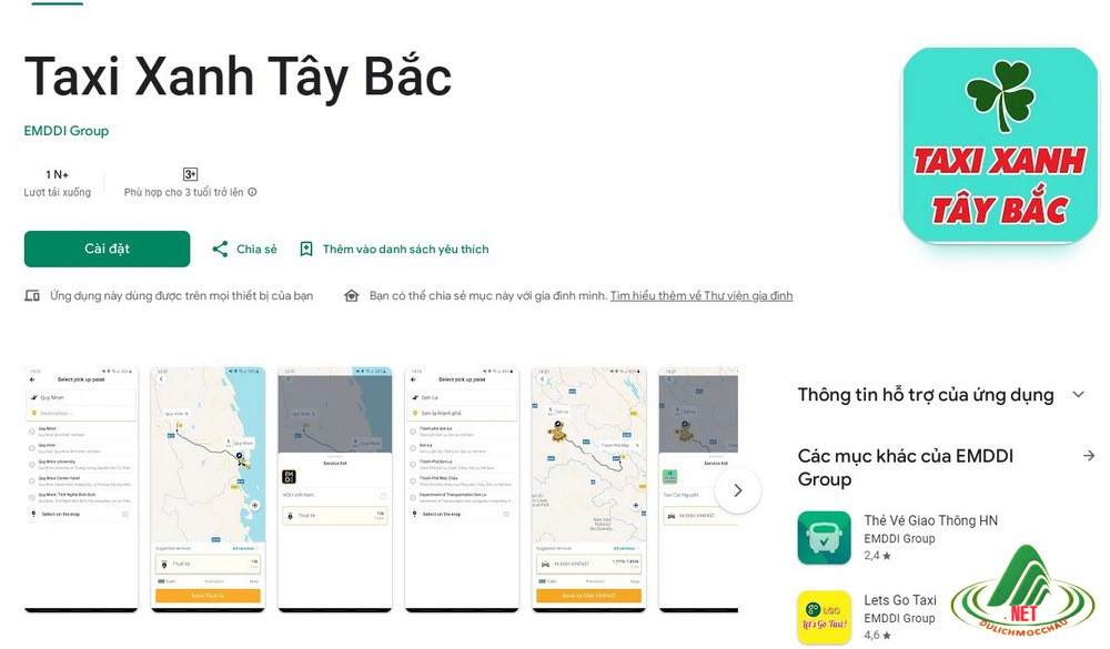 Ứng dụng đặt xe taxi xanh Mộc Châu tiện lợi trên điện thoại di động