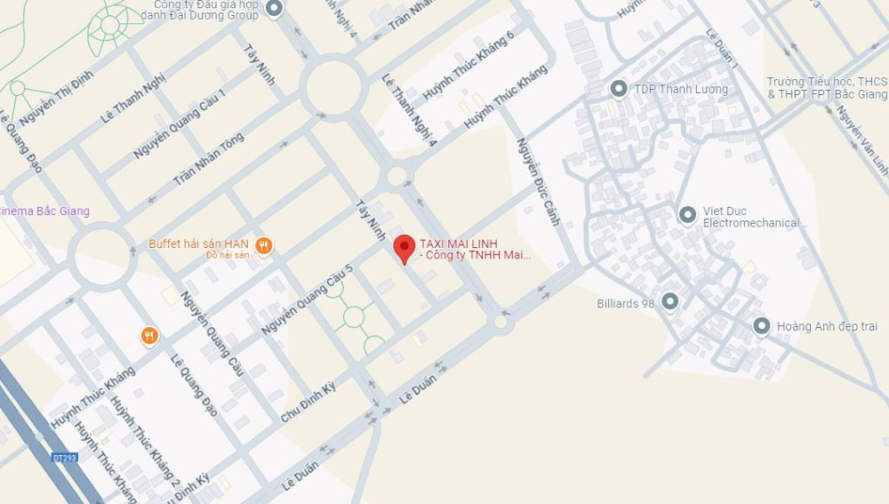Vị trí văn phòng Taxi Mai Linh trên bản đồ Bắc Giang