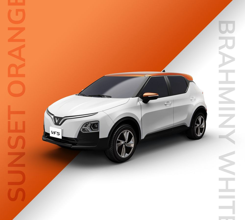 VinFast VF 5 Plus phiên bản phối màu trắng Brahminy White và cam Sunset Orange tạo dấu ấn riêng cho chủ nhân mệnh Kim