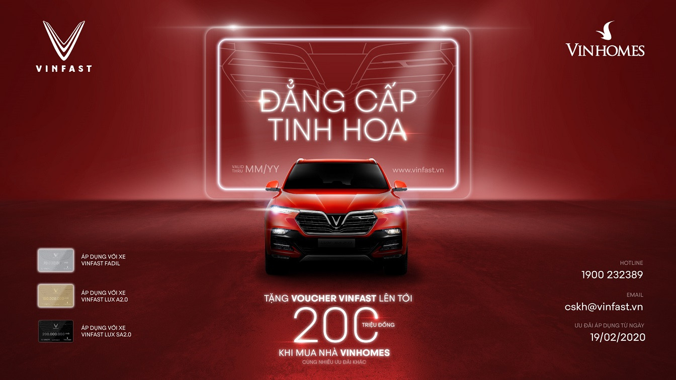Voucher VinFast mệnh giá 200 triệu đồng cho khách hàng mua nhà Vinhomes