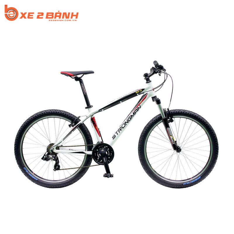 Xe đạp thể thao STRONGMAN M3 26 inch màu trắng đỏ, thiết kế khỏe khoắn dành cho sinh viên