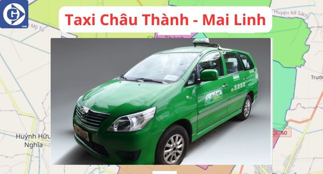 Xe Mai Linh Taxi màu xanh lá đặc trưng tại Châu Thành