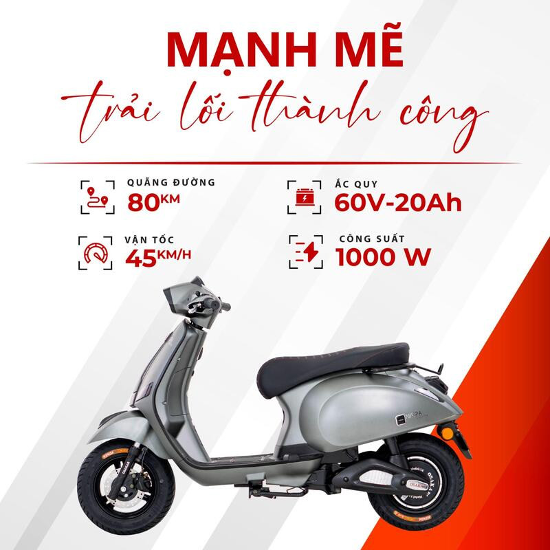 Xe máy điện OSAKAR Nispa Vera màu trắng với diện mạo mạnh mẽ cuốn hút