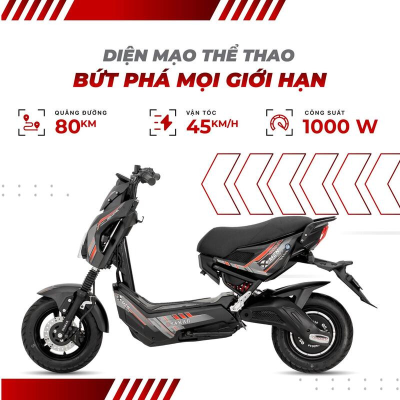 Xe máy điện OSAKAR Xmen New màu xám với diện mạo thể thao