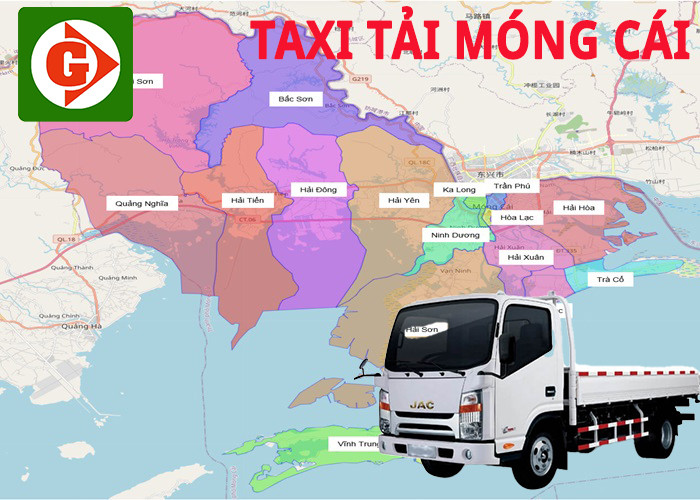 Xe tải chở hàng di chuyển tại Móng Cái