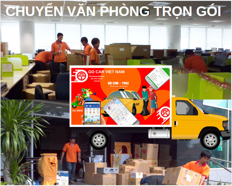 Xe tải vận chuyển đồ đạc trong quá trình chuyển văn phòng trọn gói