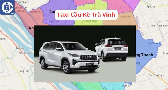 Xe taxi biển số Trà Vinh đậu trên đường tại Cầu Kè