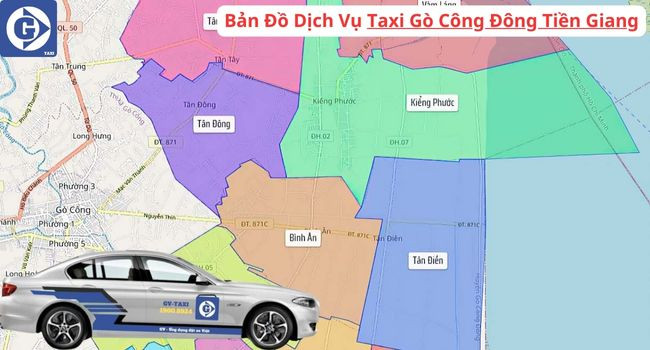 Xe taxi chờ đón khách tại Gò Công Đông