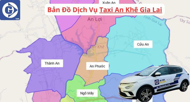 Xe taxi đang di chuyển trên đường phố An Khê
