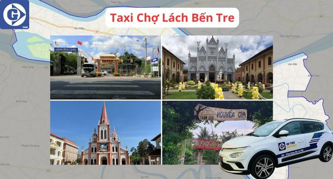 Xe taxi đậu chờ khách tại Chợ Lách Bến Tre