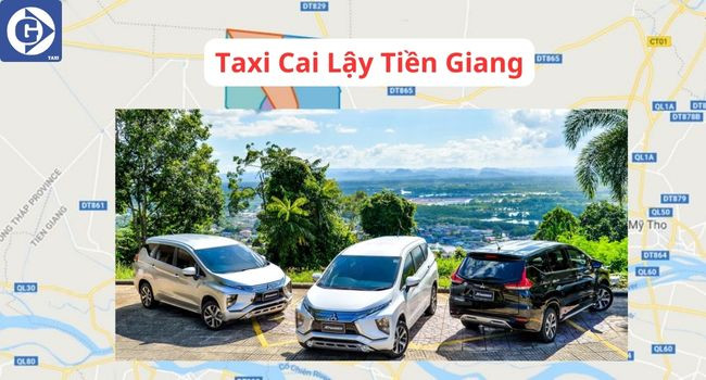 Xe taxi địa phương di chuyển trên đường Cai Lậy
