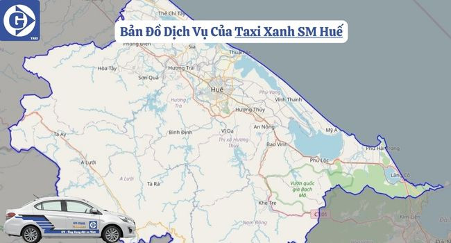 Xe taxi điện Xanh SM tại Huế với biểu tượng tải app