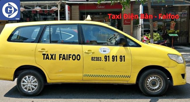 Xe Taxi Faifoo màu trắng đỗ trên đường ở Điện Bàn
