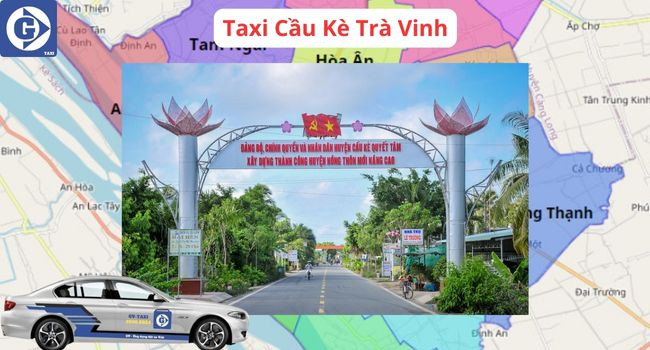 Xe taxi GV-Taxi màu vàng tại Cầu Kè Trà Vinh